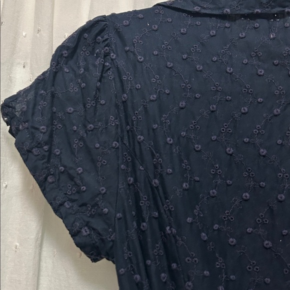 Banana Republic Dress Women’s 6 Navy Eyelet Wrap Cotton Floral Embroidered - Picture 13 of 15